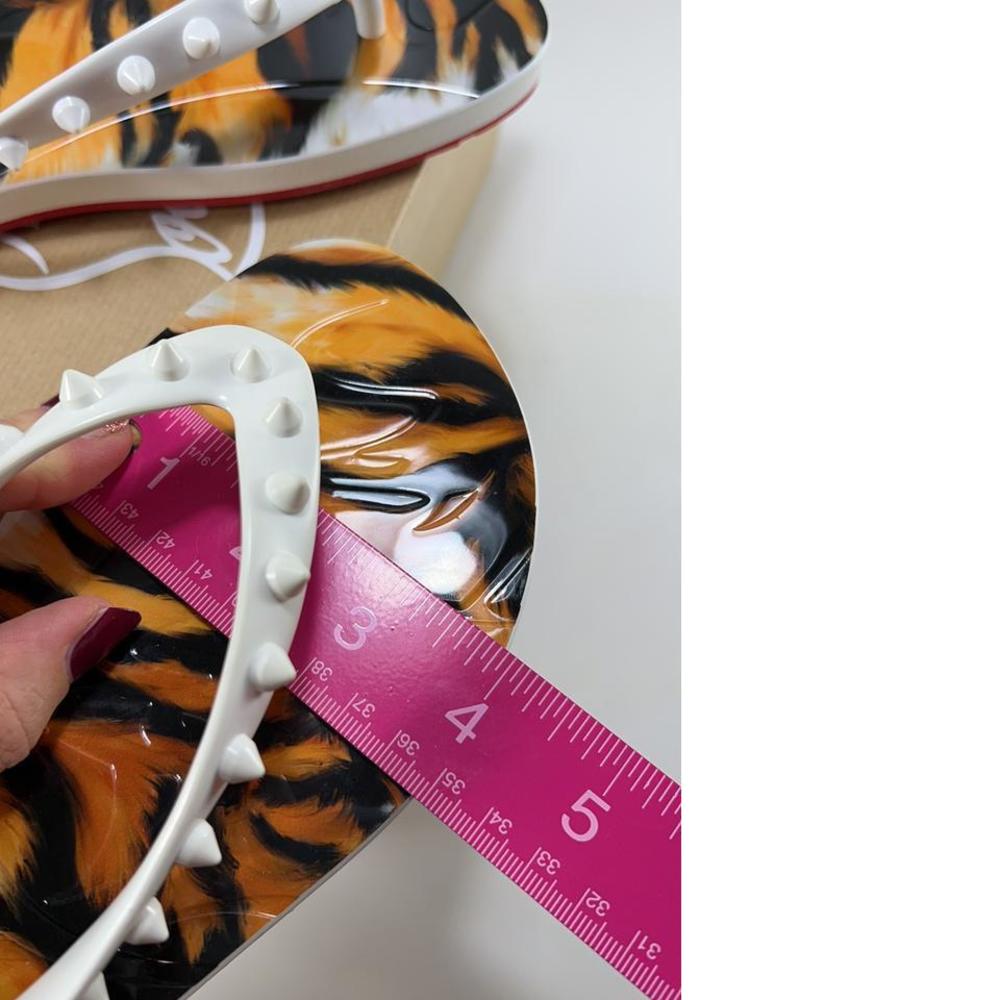 Christian Louboutin White and Tiger Print Sandals - Picture 11 of 12